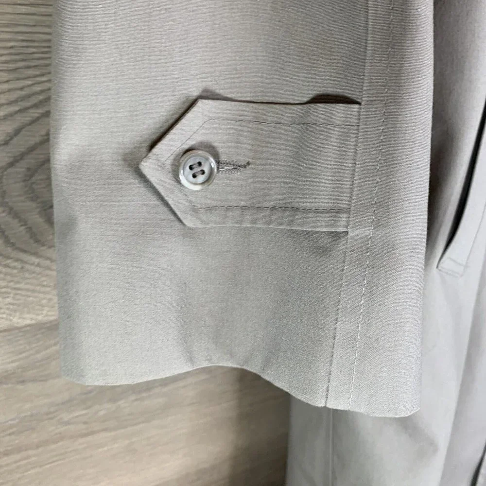 London Fog Trench Coat Men's Size 40 Reg. Tan Hidden Buttons Removable Liner - Picture 5 of 13